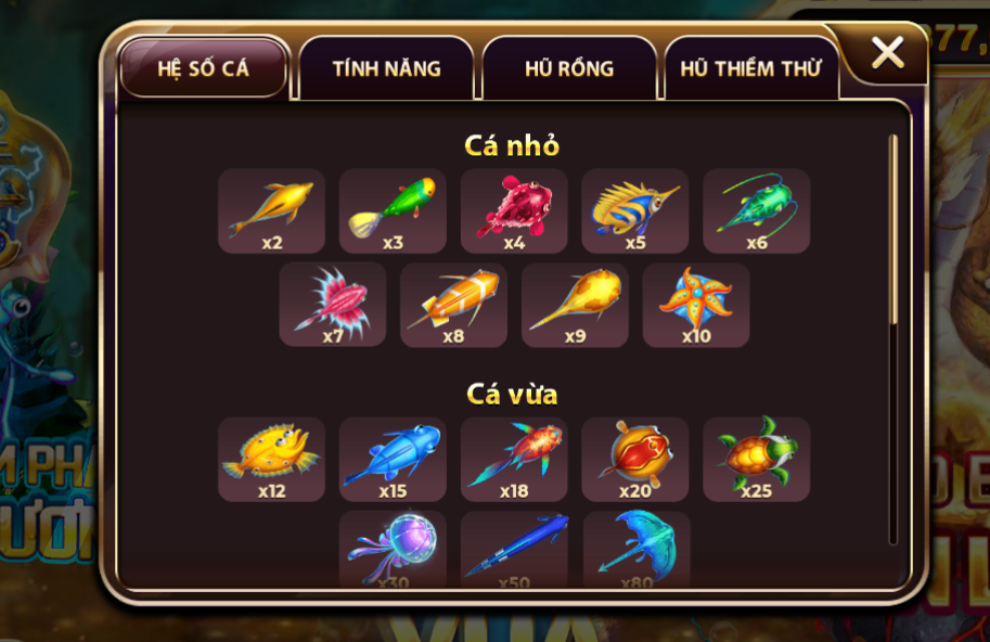 Hệ số cá cơ bản trong sun cá tại cổng game sunwin.